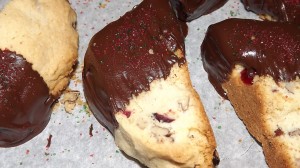 Lemon cranberry with pecans dipped in chocolate.
