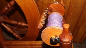 a lovely r&r silk-ee batt spun into singles