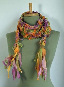 chiffon ribbon scarf wrapped twice