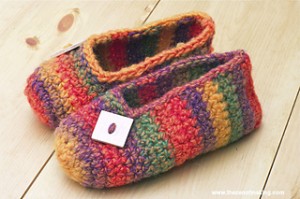 Rainbow  Striped Crochet Slippers by Haley Pierson-Cox 